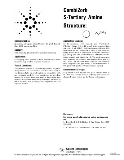 Agilent CombiZorb S-Tertiary Amine Product Leaflet - cover page