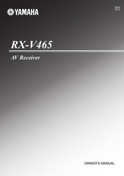 Yamaha RX-V465 AV Receiver Owner's Manual - cover page