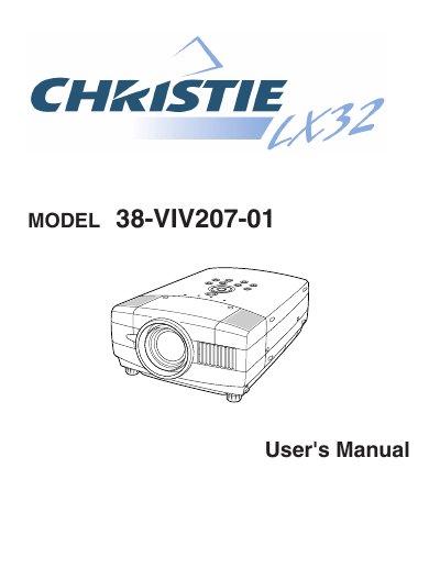 Christie LX32 38-VIV207-01 Projector User's Manual - cover page