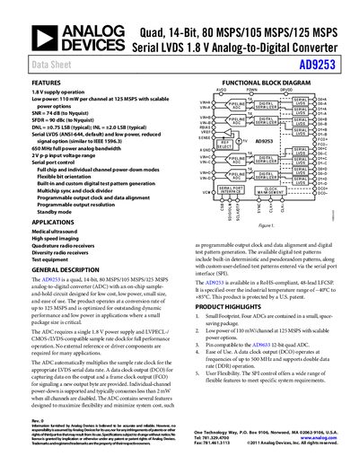 Analog Devices AD9253 Datasheet - cover page