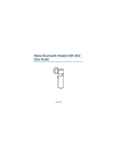 Nokia BH-803 Bluetooth Headset User Guide - cover page