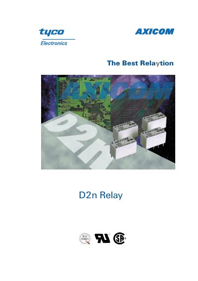 Tyco D2n V23105 Relay Datasheet - cover page