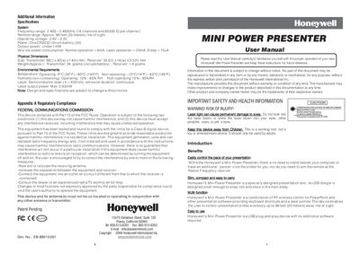 Honeywell Mini Power Presenter User Manual - cover page