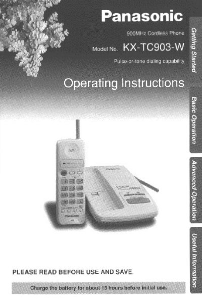 Panasonic KX-TC903-W Cordless Telephone Operating Instructions - cover page