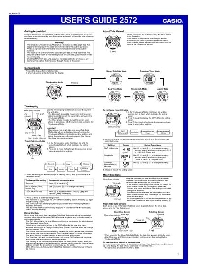 Casio 2572 Watch User Manual - cover page