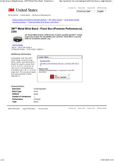 3M - Learn More Packaging Data 3M Static Control Products Overview - Brochure (PDF 381.5 K) Manual - cover page