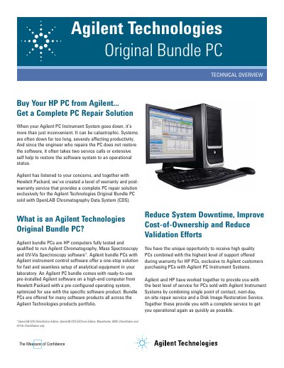 Agilent Technologies Original Bundle PC Technical Overview - cover page