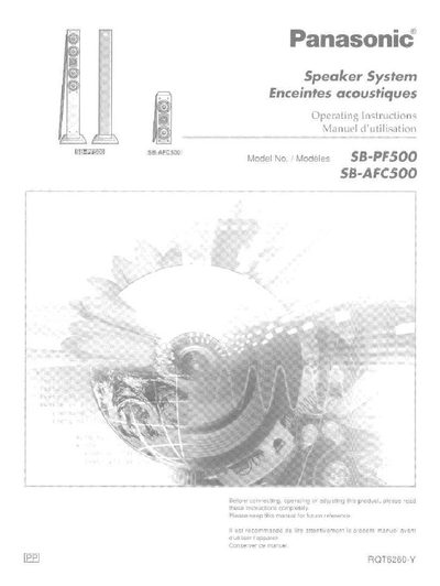 Panasonic SB-PF500/SB-AFC500 Floor and Multi-Use Speaker Operating Instructions - cover page