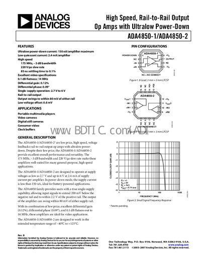 Analog Devices ADA4850-1/ADA4850-2 Datasheet - cover page