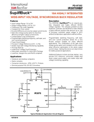 International Rectifier IR3870MBF Datasheet - cover page