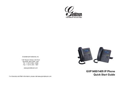 Grandstream GXP1400/1405 IP Phone Quick Start Guide - cover page