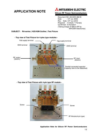 Mitsubishi Electric RA-series Application Note AN-GEN-062-B - cover page