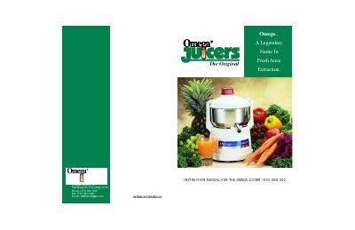 Omega Juicer 1000 and 500 Instruction Manual