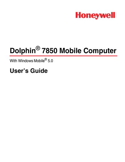 Honeywell Dolphin 7850 Mobile Computer User Guide - cover page