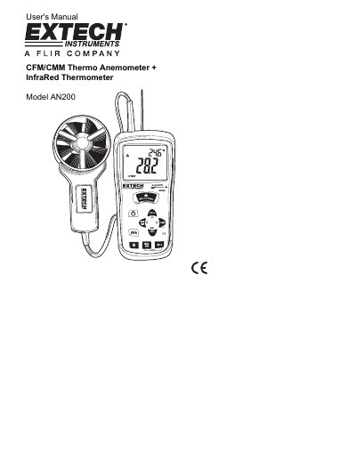 Extech AN200 CFM/CMM Thermo Anemometer User's Manual