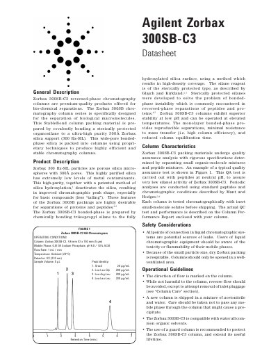 Agilent Zorbax 300SB-C3 Reversed-Phase Chromatography Column Datasheet - cover page