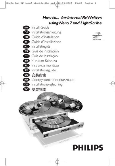 Philips Nero 7 LightScribe Installation Guide