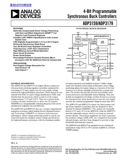 ANALOG DEVICES ADP3159/ADP3179 4-Bit Programmable Synchronous Buck Controllers handbook - cover page