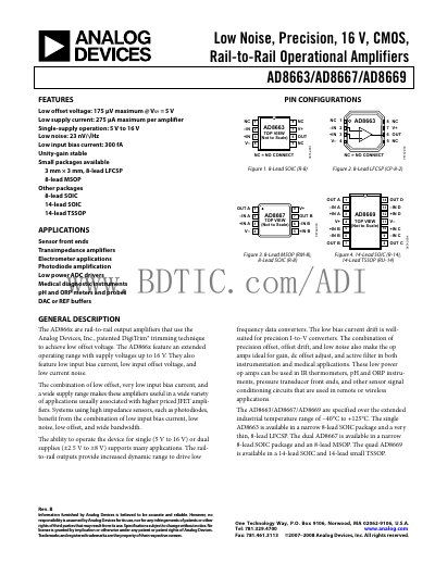 Analog Devices AD8663/AD8667/AD8669 Datasheet - cover page