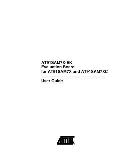 ATMEL AT91SAM7X-EK Evaluation Board for AT91SAM7X AT91SAM7XC user manual - cover page
