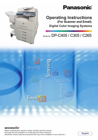 Panasonic DP-C405/C305/C265 Digital Color Imaging Systems Operating Instructions - cover page