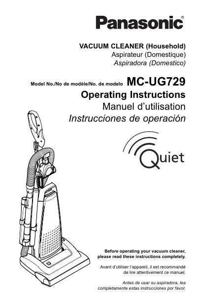 Panasonic MC-UG729 Vacuum Cleaner Operating Instructions - cover page