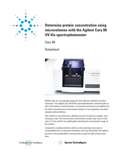 Agilent Cary 60 UV-Vis Spectrophotometer Datasheet - cover page