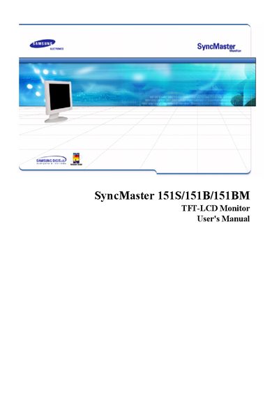 Samsung SyncMaster 151S/151B/151BM Monitor User Manual - cover page