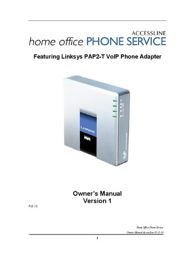 Linksys PAP2-T VoIP Phone Adapter Owner's Manual - cover page
