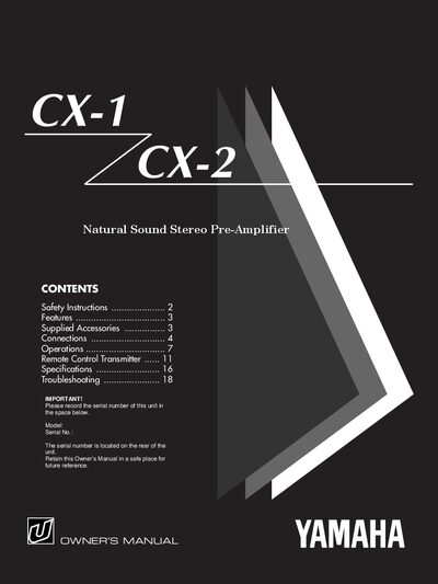 Yamaha CX-1/CX-2 Stereo Pre-Amplifier User Manual