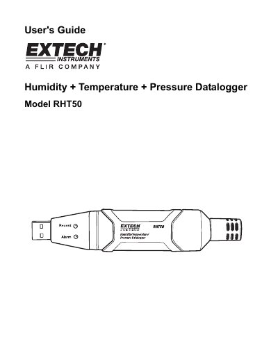 EXTECH RHT50 Humidity Temperature Pressure Datalogger User's Guide