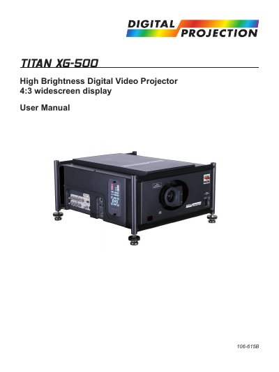 Digital Projection TITAN XG-500 High Brightness Digital Video Projector User Manual - cover page