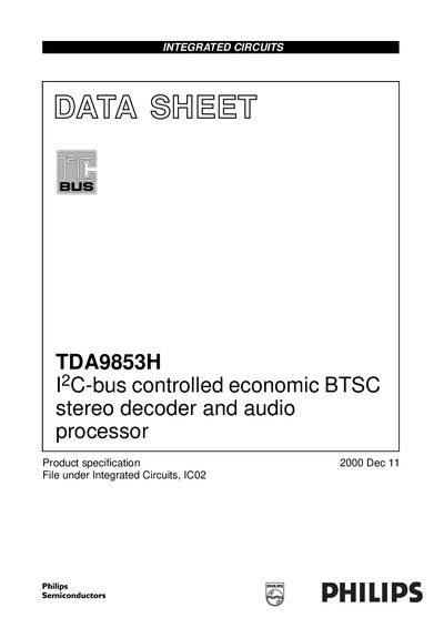 Philips TDA9853H Integrated Circuit Datasheet - cover page