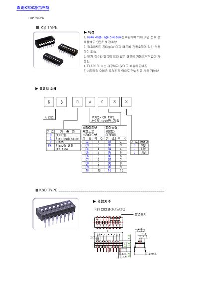 KS Type DIP Switch Product Leaflet - cover page