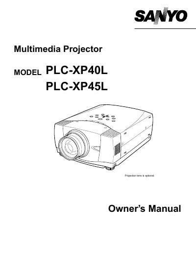Sanyo PLC-XP40L/PLC-XP45L Multimedia Projector Owner's Manual