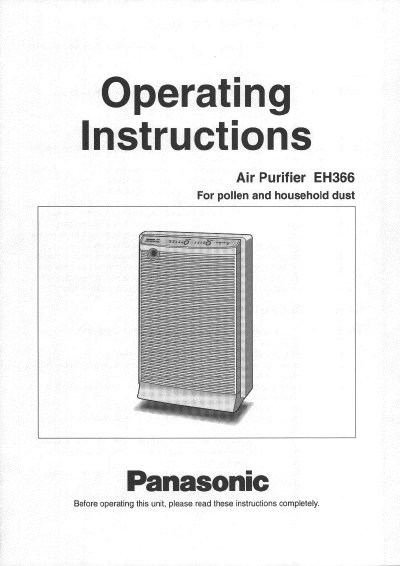 Panasonic EH366 Air Purifier Operating Instructions - cover page