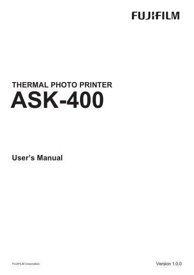 FUJIFILM ASK-400 Thermal Printer User's Manual - cover page
