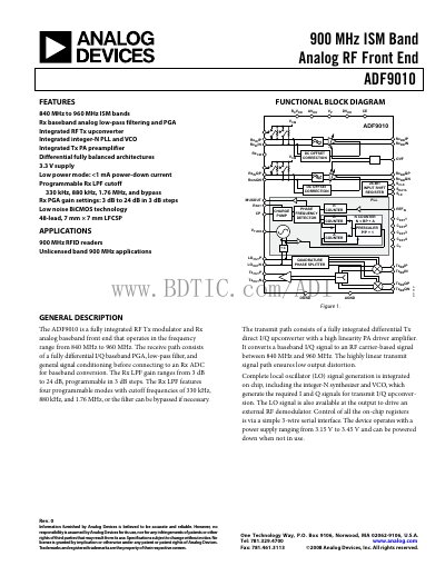 Analog Devices ADF9010 Handbook - cover page