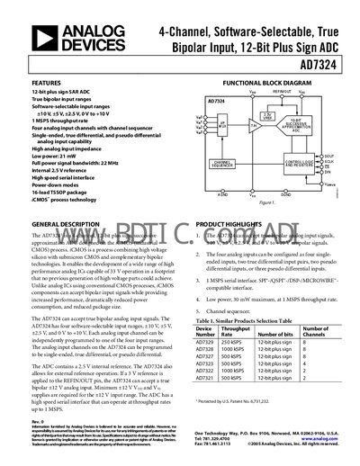 Analog Devices AD7324 Datasheet - cover page