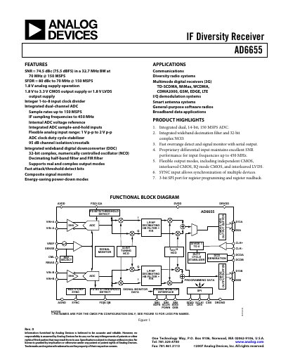 Analog Devices AD6655 IF Receiver Handbook