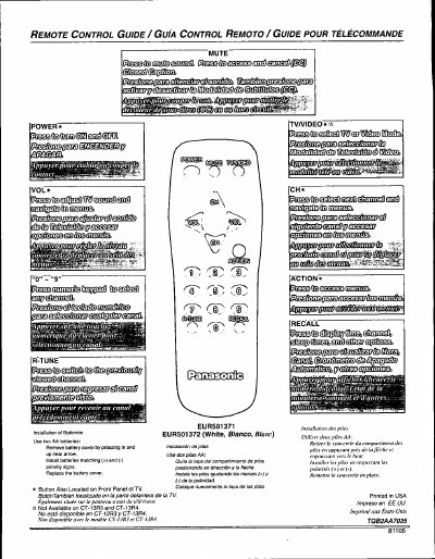 Panasonic EUR501371 Manual - cover page