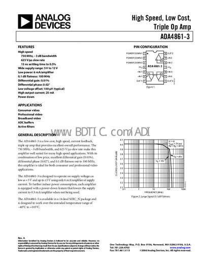 Analog Devices ADA4861-3 Datasheet - cover page