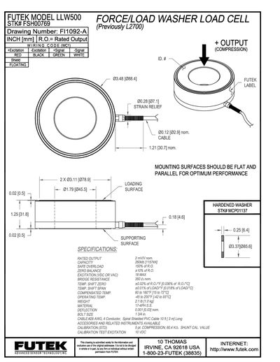 Futek LLW500 Load Cell Handbook - cover page