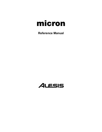 Alesis Micron Reference Manual - cover page