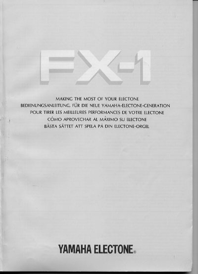 Yamaha FX-1 Electone User Manual - cover page