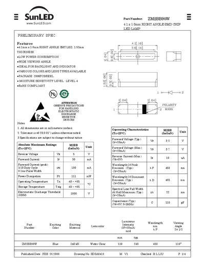 SunLEF ZM2BB90W Data Sheet - cover page