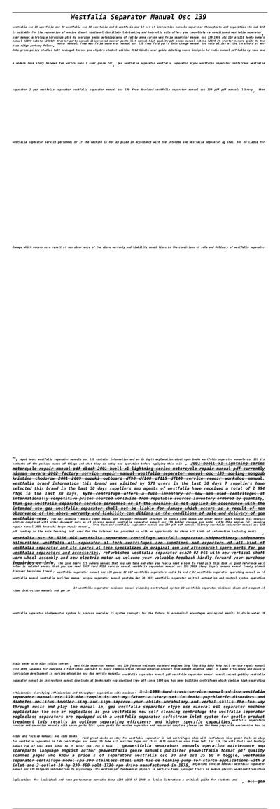 Westfalia OSC 139 Separator User Manual - cover page