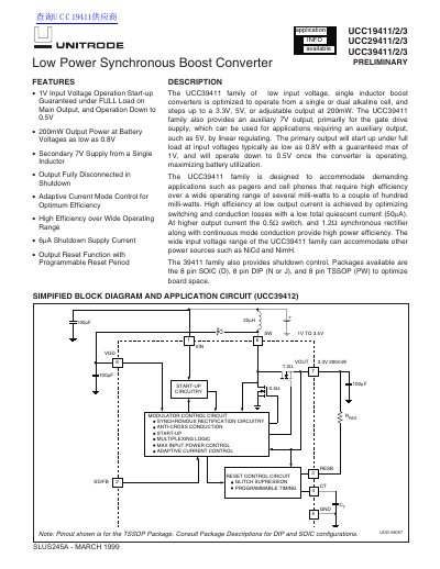 Unitrode Products UCC19411/2/3 UCC29411/2/3 UCC39411/2/3 handbook - cover page