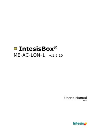 IntesisBox ME-AC-LON-1 User Manual - cover page
