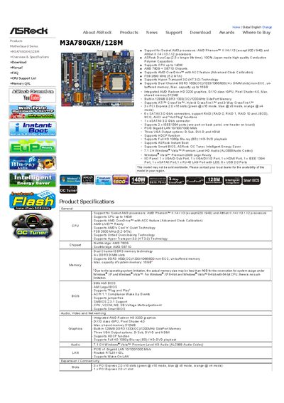 ASRock M3A780GXH/128M Motherboard User Manual - cover page